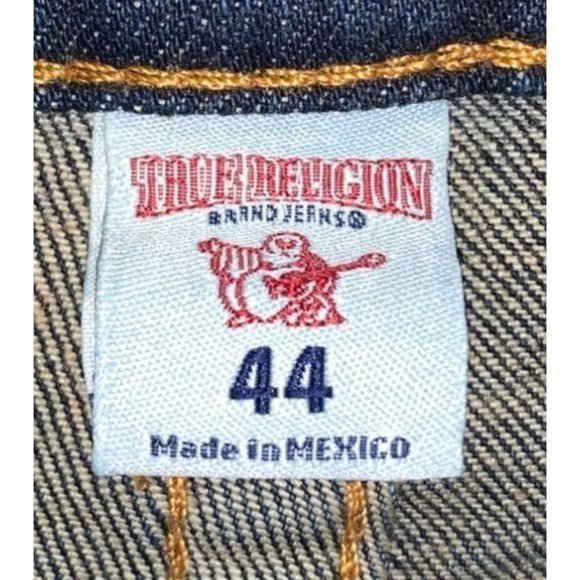 True Religion Jeans Men's 44 Blue Distressed Straight Cotton Preppy Denim Pants - Picture 4 of 7